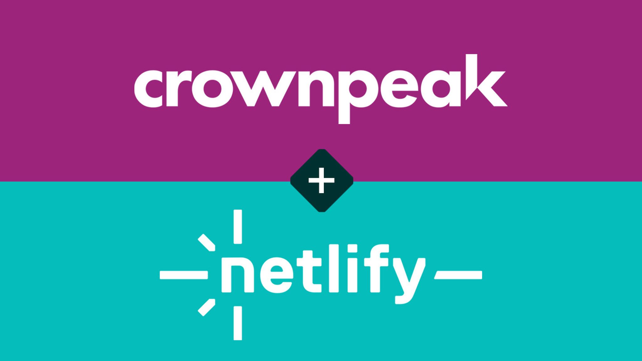Crownpeak logo and Netlify logo stacked on colored background