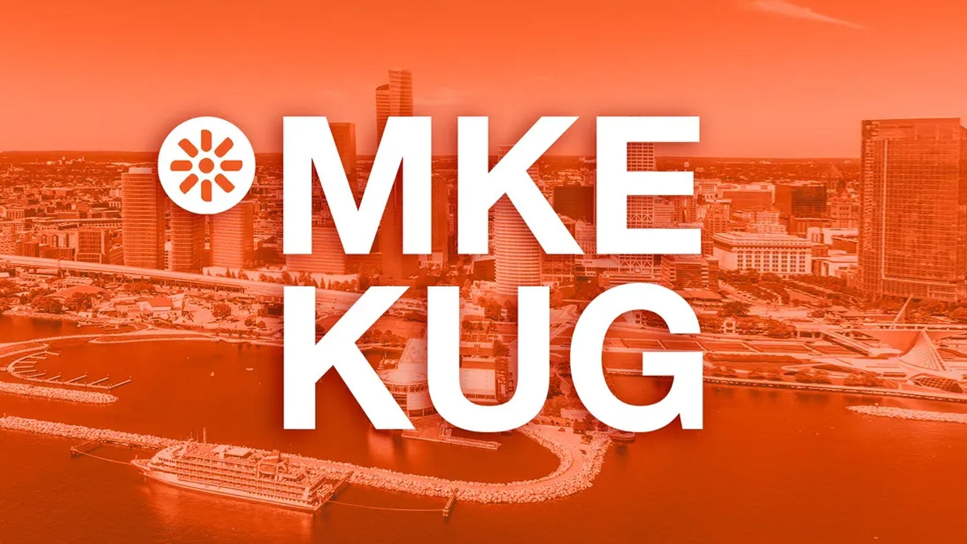 Kentico MKE KUG graphic with city of Milwaukee in the background