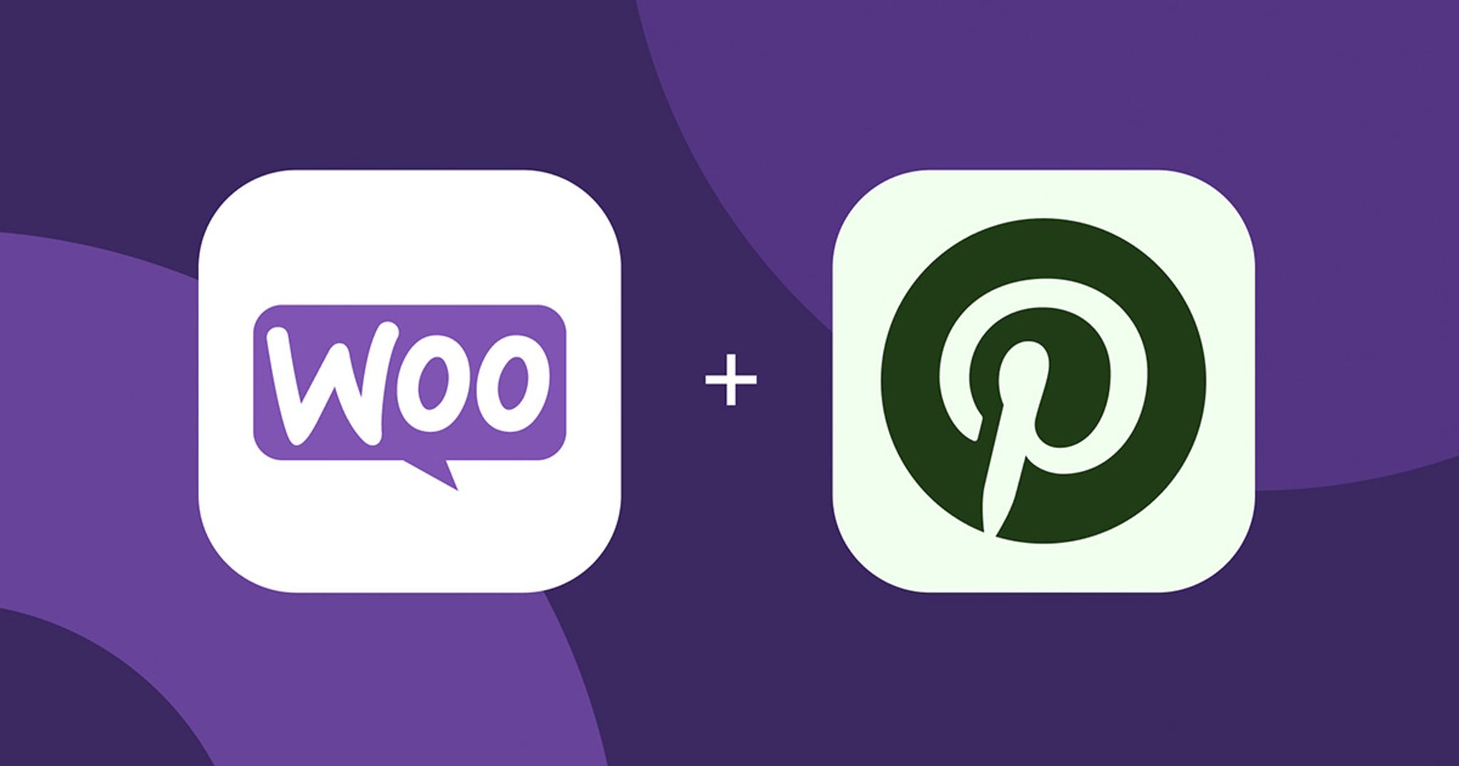 Woocommerce and Pinterest logos together on a dark background