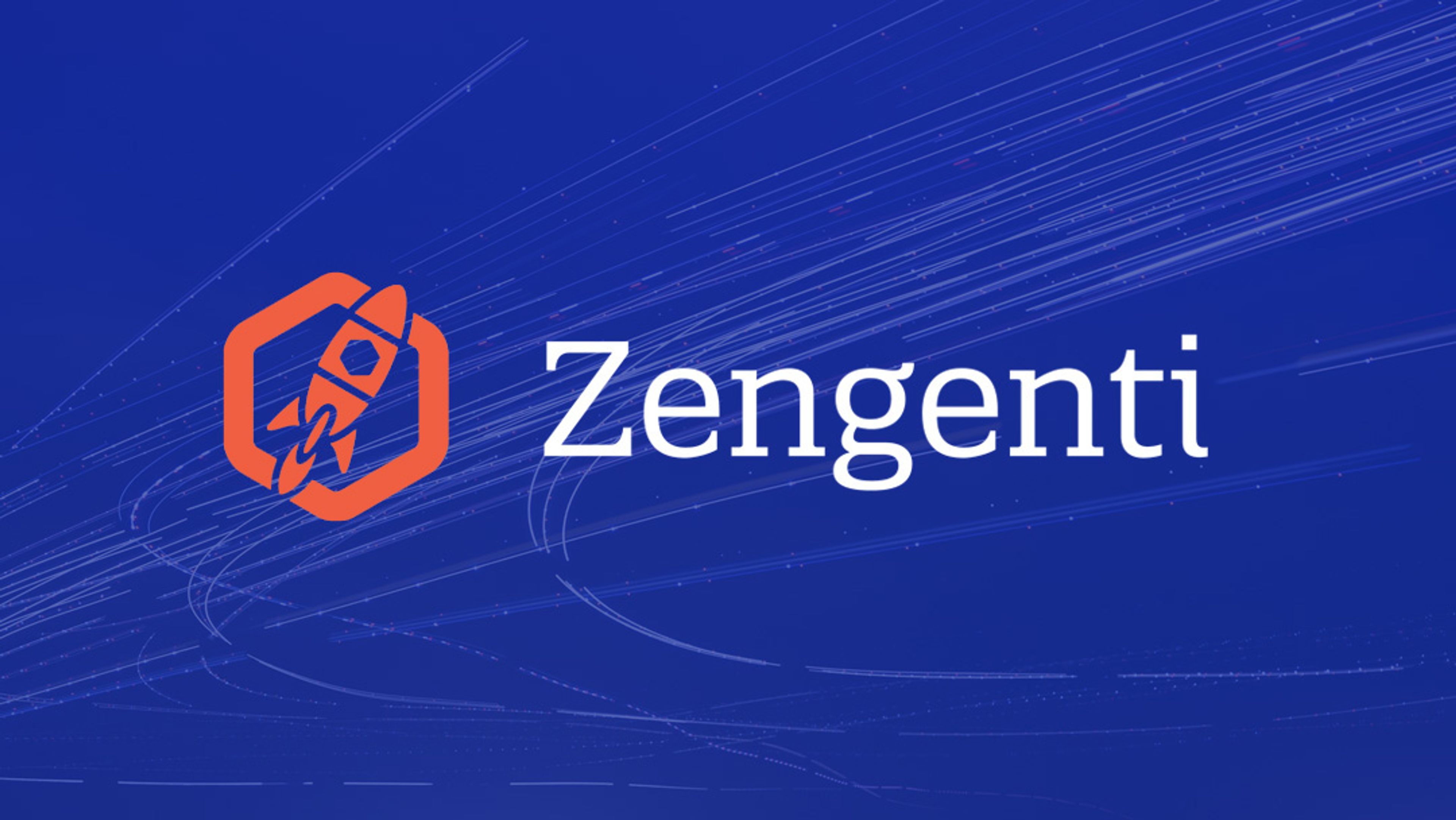 Zengenti logo against a background with contrails from jets
