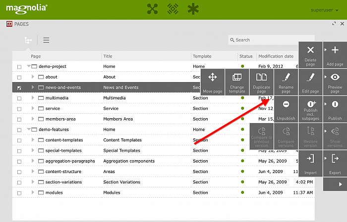 Magnolia Tablet Interface