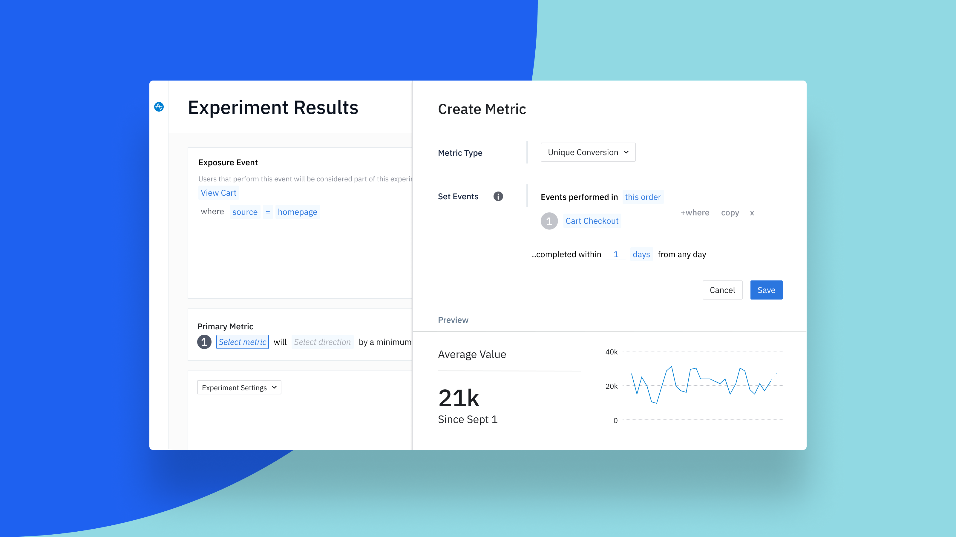 Experiment Results - Create Metric