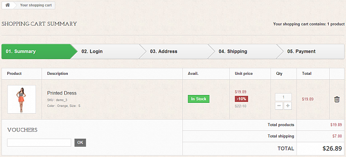 PrestaShop 1.6 Shopping Cart